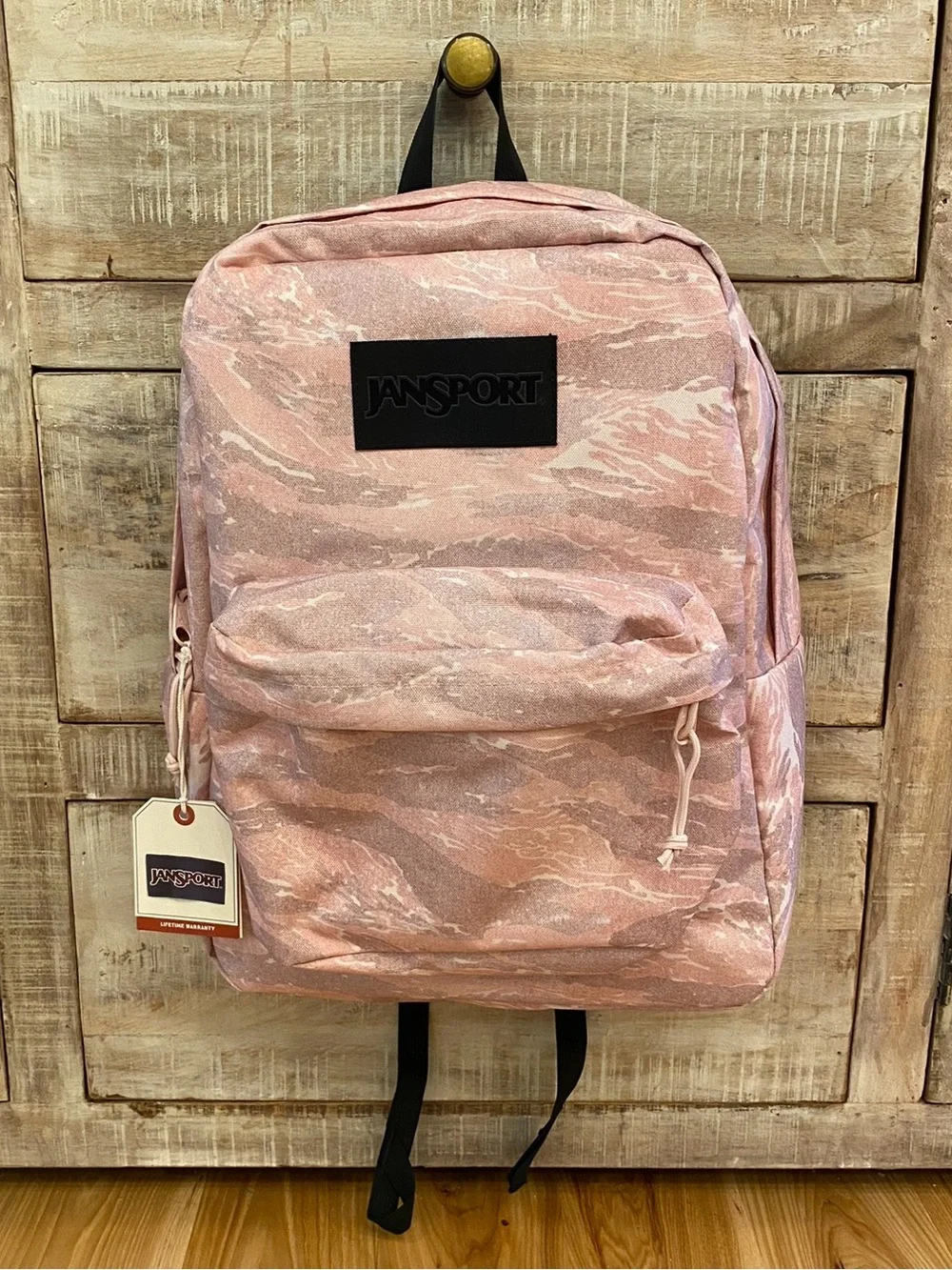 JANSPORT Pink Superbreak LS Rose Smoke Tiger Camo Backpack